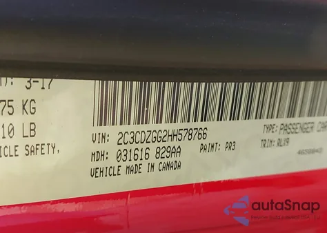 2017 Dodge Challenger Gt z USA, uszkodzony, nr VIN 2C3CDZGG2HH578766